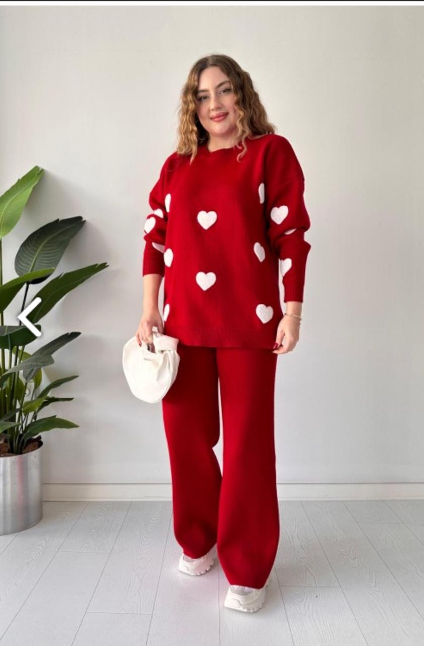 Ch # 471  Heart printed winter fleece co ord Set
