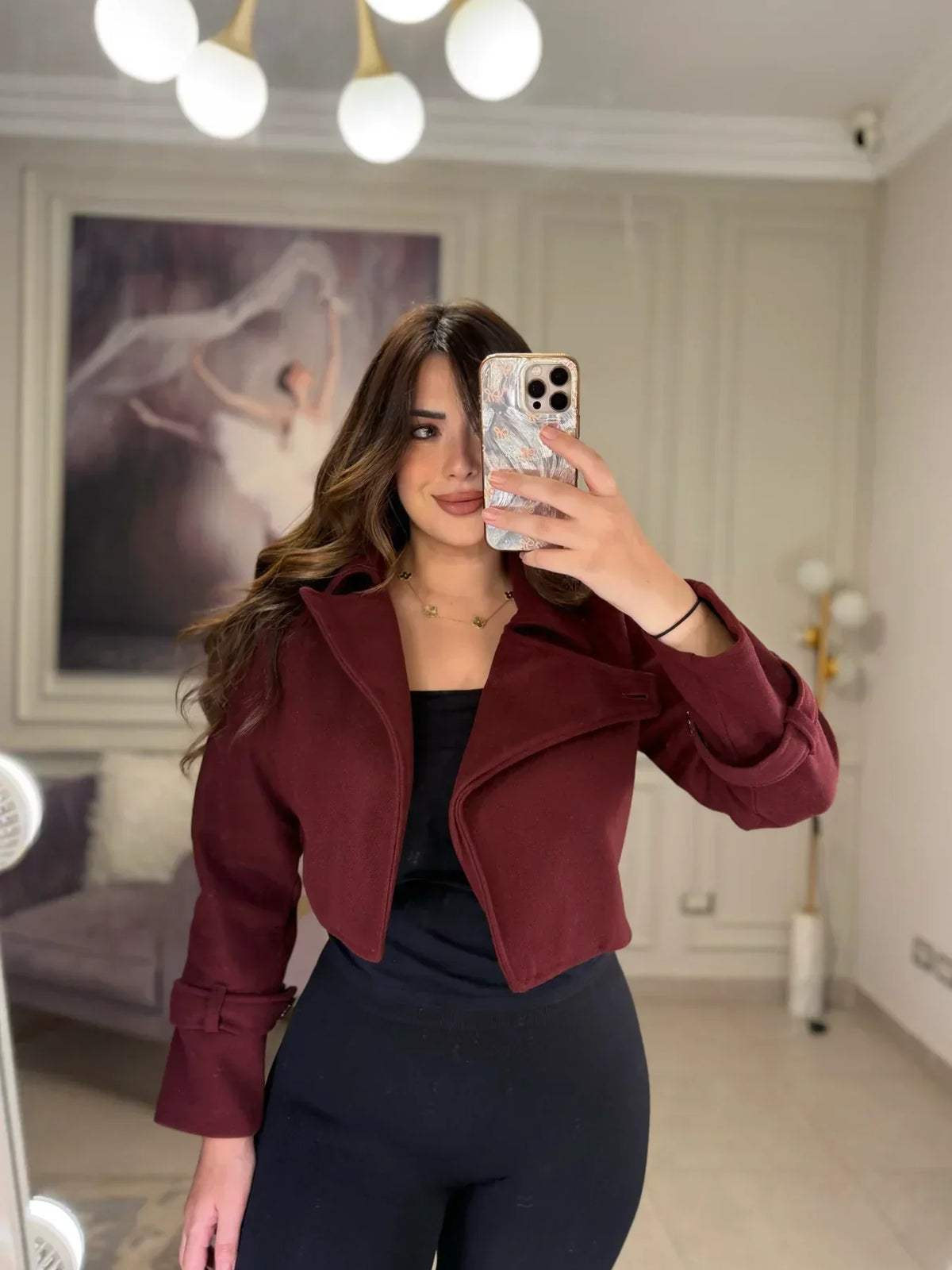 CH - 614  Women’s Stylish Fleece Twin Set – Short Jacket & Inner Outfit - 
