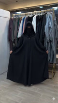 Ch 611 -Button-Front Long Frill Hoodie Winter Fleece Maxi Style with Wide Flare -