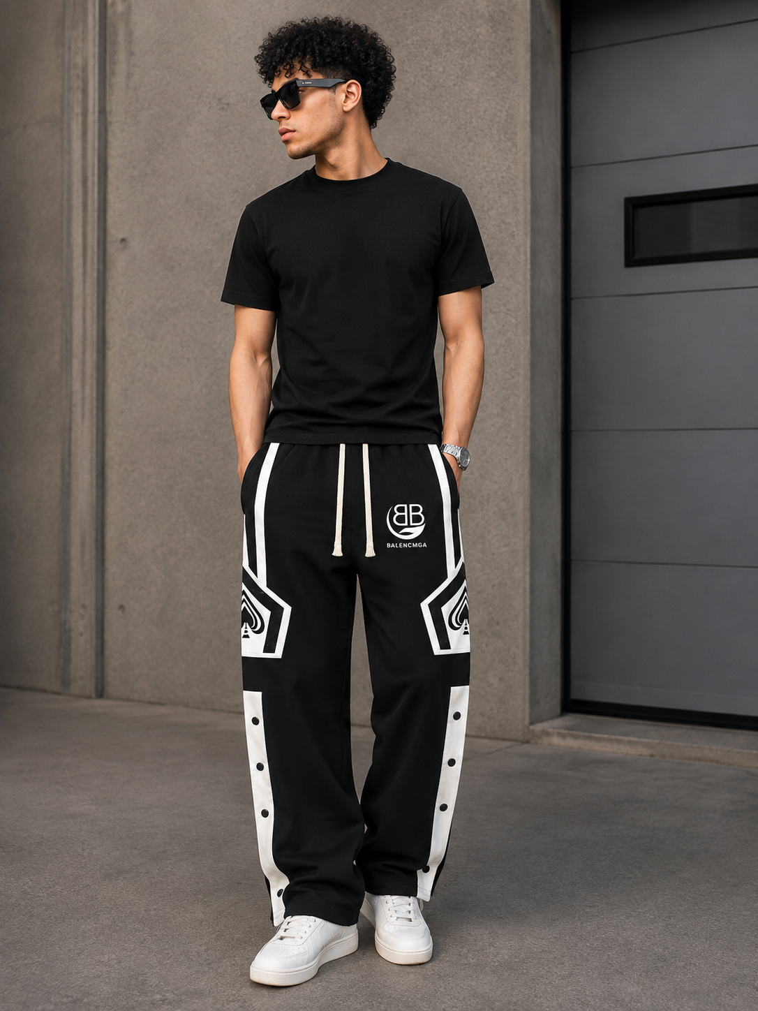 BT - 005  | AARA Signature Black Contrast Track Pants