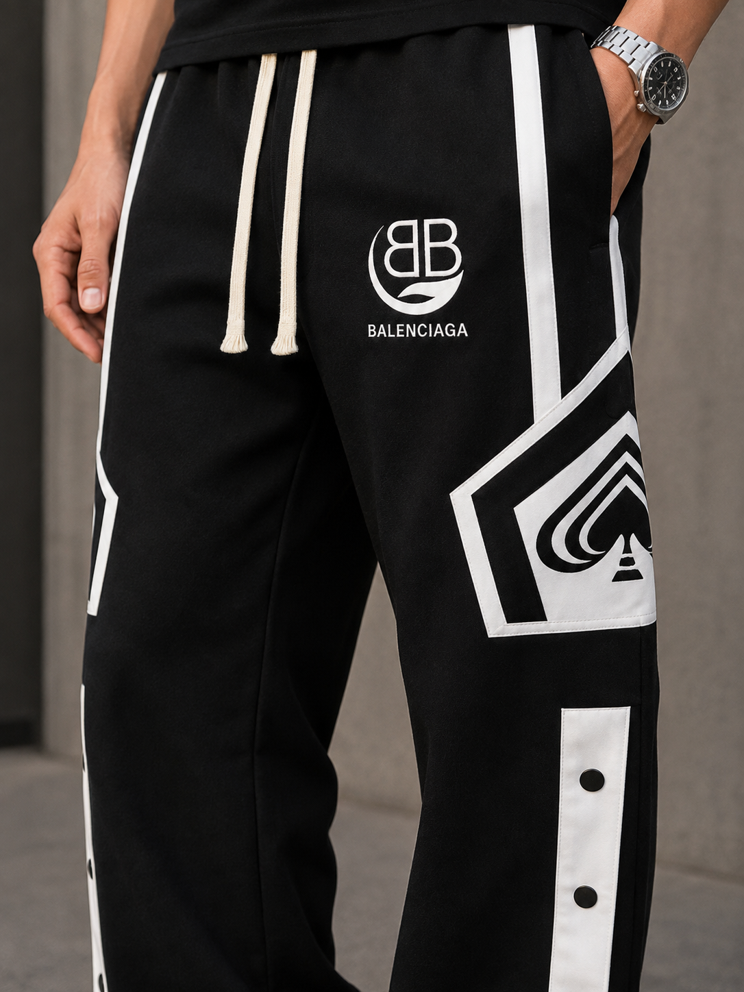 BT - 005  | AARA Signature Black Contrast Track Pants