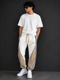 BT- 007 | Urban Contrast Track Pants – White & Beige