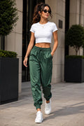T 4 Women's Premium Satin Silk Jogger Trousers | High-Waist Casual Comfort Pants