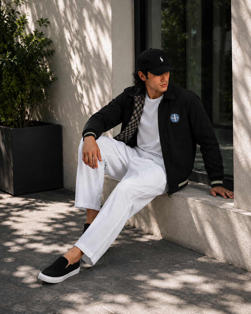(CJ-37) Premium Coordinated Menswear Set:   Check-Logo Bomber
