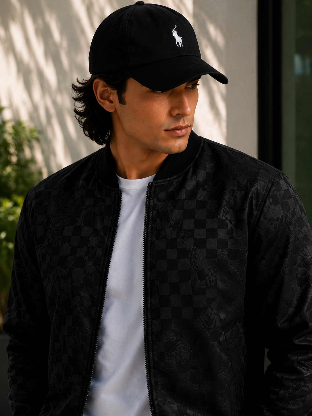 (CJ-34) Urban : Shadow-Embossed  Bomber Jacket