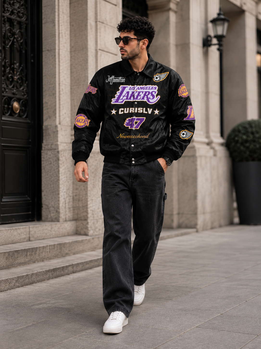 (CJ-23) Los Angeles Lakers Premium Embroidered Bomber Jacket