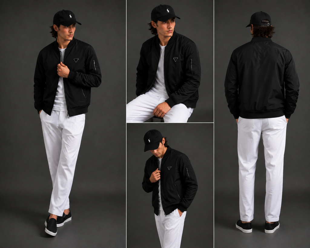 (CJ-4) Premium Navy Blue Bomber Jacket | Lightweight Zip-Up Casual Jacket