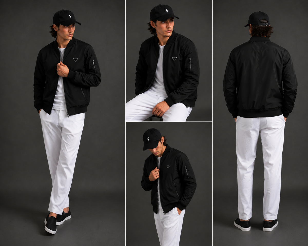 (CJ-4) Premium Navy Blue Bomber Jacket | Lightweight Zip-Up Casual Jacket