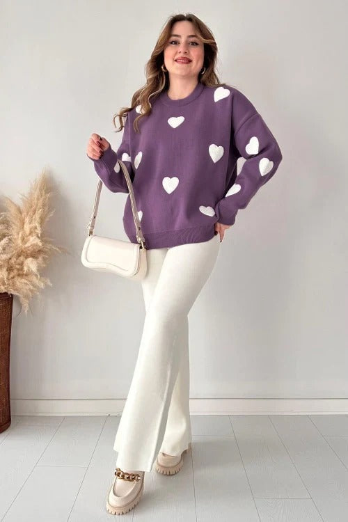 Ch # 471  Heart printed winter fleece co ord Set