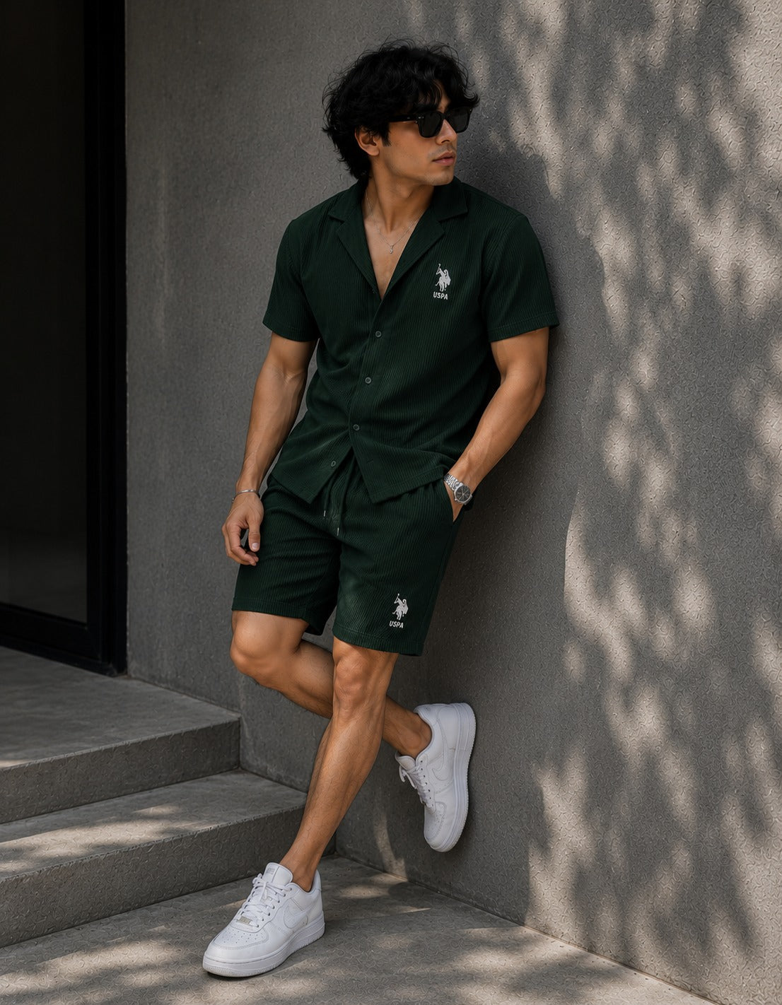 LI-113 | Men’s Premium Textured Shirt & Shorts Co-Ord Set