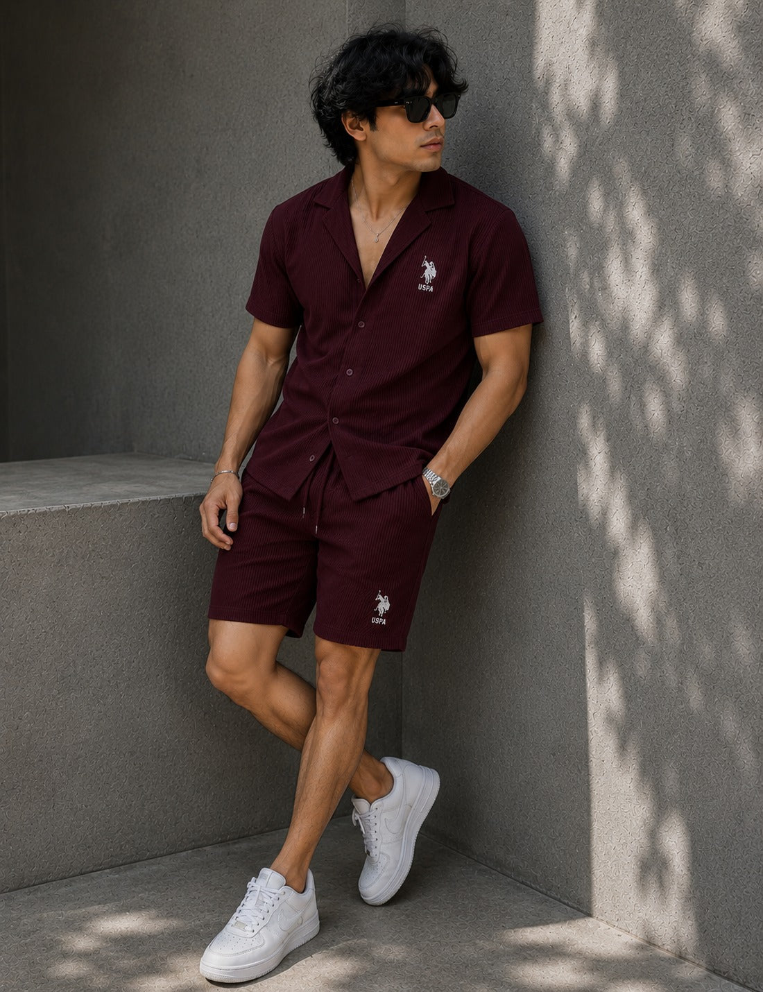 LI-113 | Men’s Premium Textured Shirt & Shorts Co-Ord Set