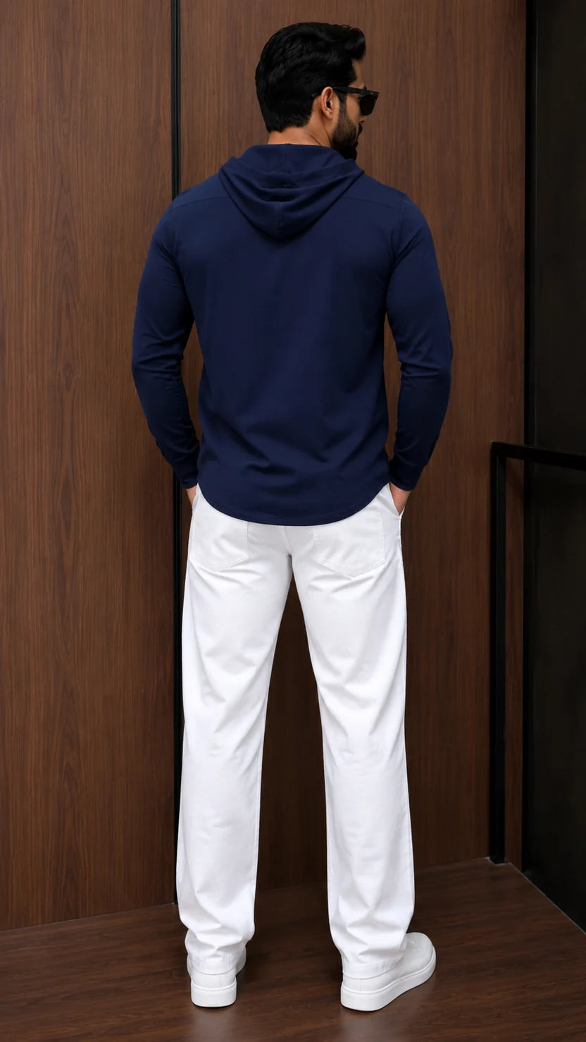 LI- 138 | Men's Linen Look Hooded Shirt Co-Ord