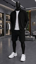 LI-88  MEN’S ÉLITE GRID TEXTURE SET – MODERN SUMMER CO-ORD