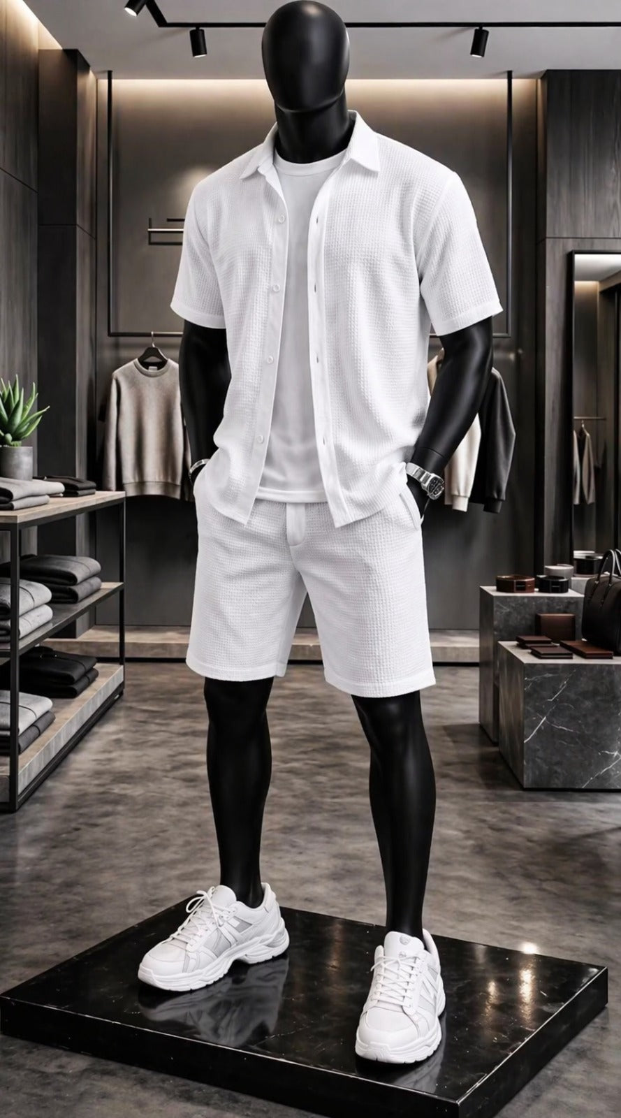 LI-88  MEN’S ÉLITE GRID TEXTURE SET – MODERN SUMMER CO-ORD