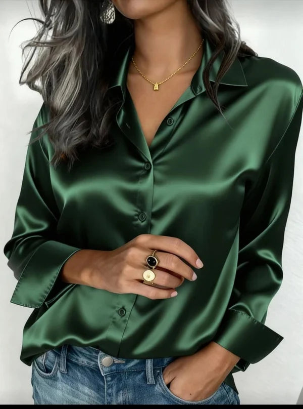 Women’s Premium Silk Button-Down Shirt – Elegant & Luxurious Style