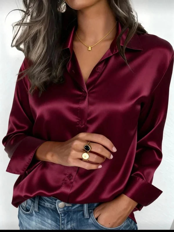 Women’s Premium Silk Button-Down Shirt – Elegant & Luxurious Style