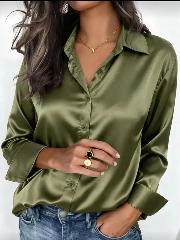 Women’s Premium Silk Button-Down Shirt – Elegant & Luxurious Style