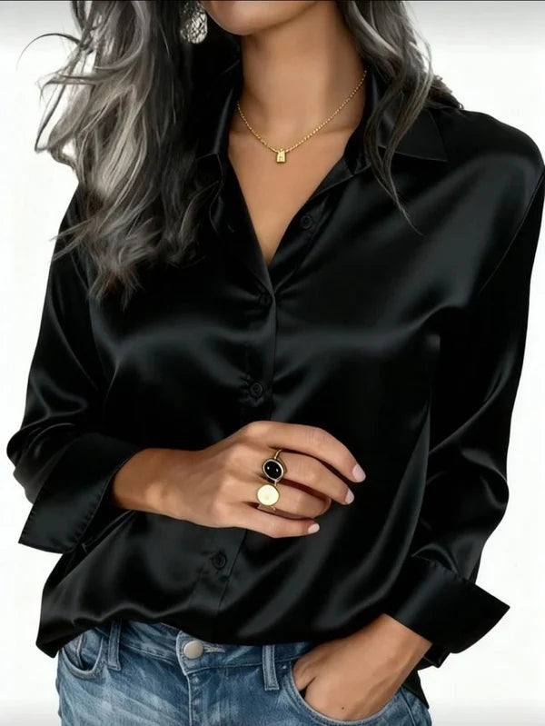 Women’s Premium Silk Button-Down Shirt – Elegant & Luxurious Style