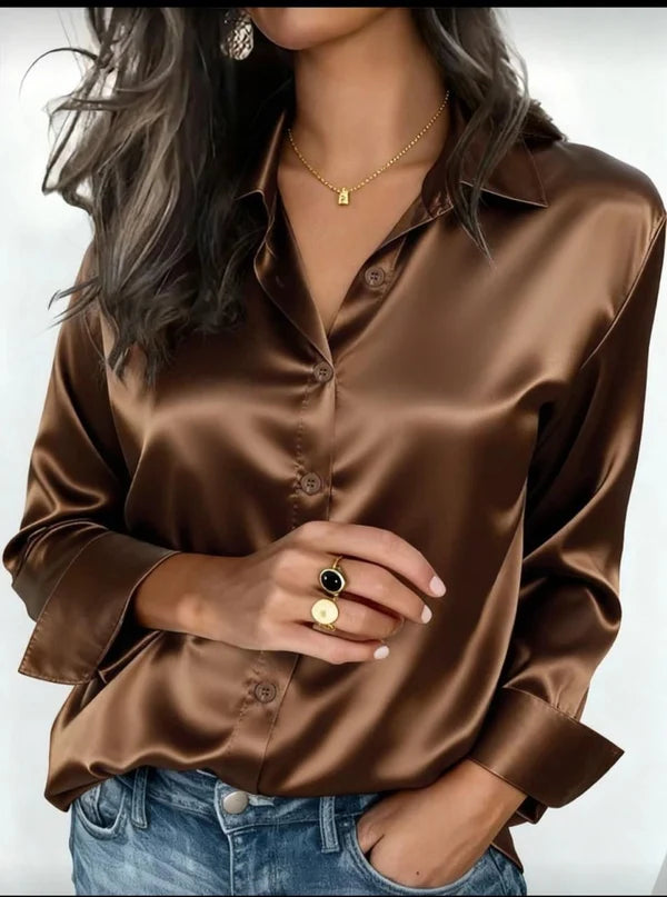 Women’s Premium Silk Button-Down Shirt – Elegant & Luxurious Style
