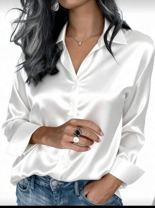 Women’s Premium Silk Button-Down Shirt – Elegant & Luxurious Style