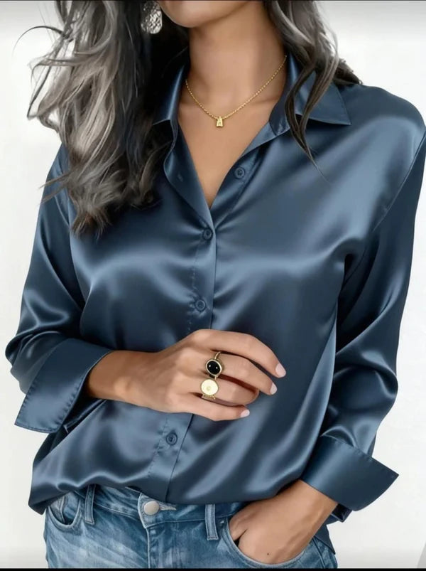 Women’s Premium Silk Button-Down Shirt – Elegant & Luxurious Style