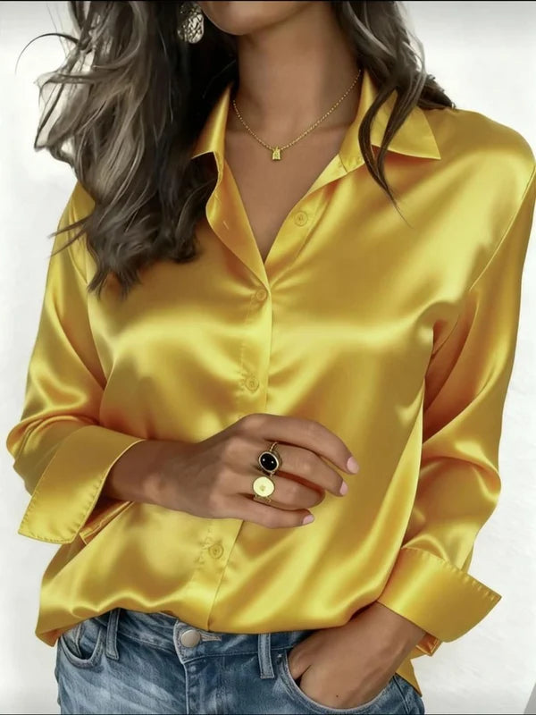 Women’s Premium Silk Button-Down Shirt – Elegant & Luxurious Style