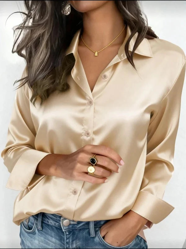Women’s Premium Silk Button-Down Shirt – Elegant & Luxurious Style