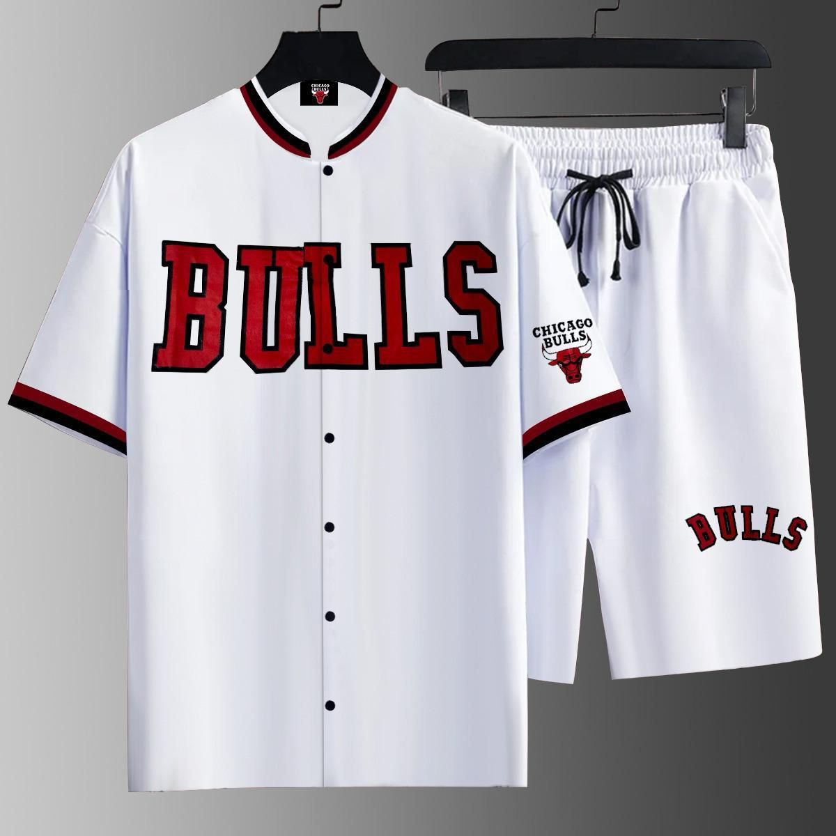 Chicago Bulls Premium Two-Piece Jersey Set | Button Shirt & Shorts (V-14 BULLS)