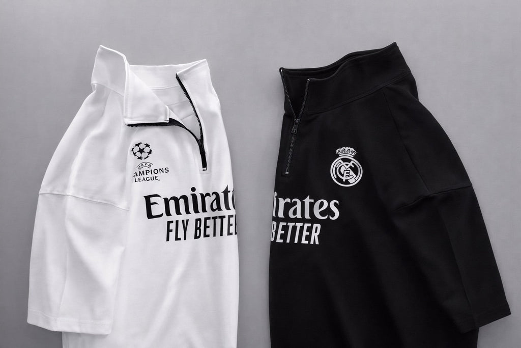 LI-86  MENS ATHLEISURE FOOTBALL INSPIRED SET – SLIM FIT HALF ZIP & SHORTS