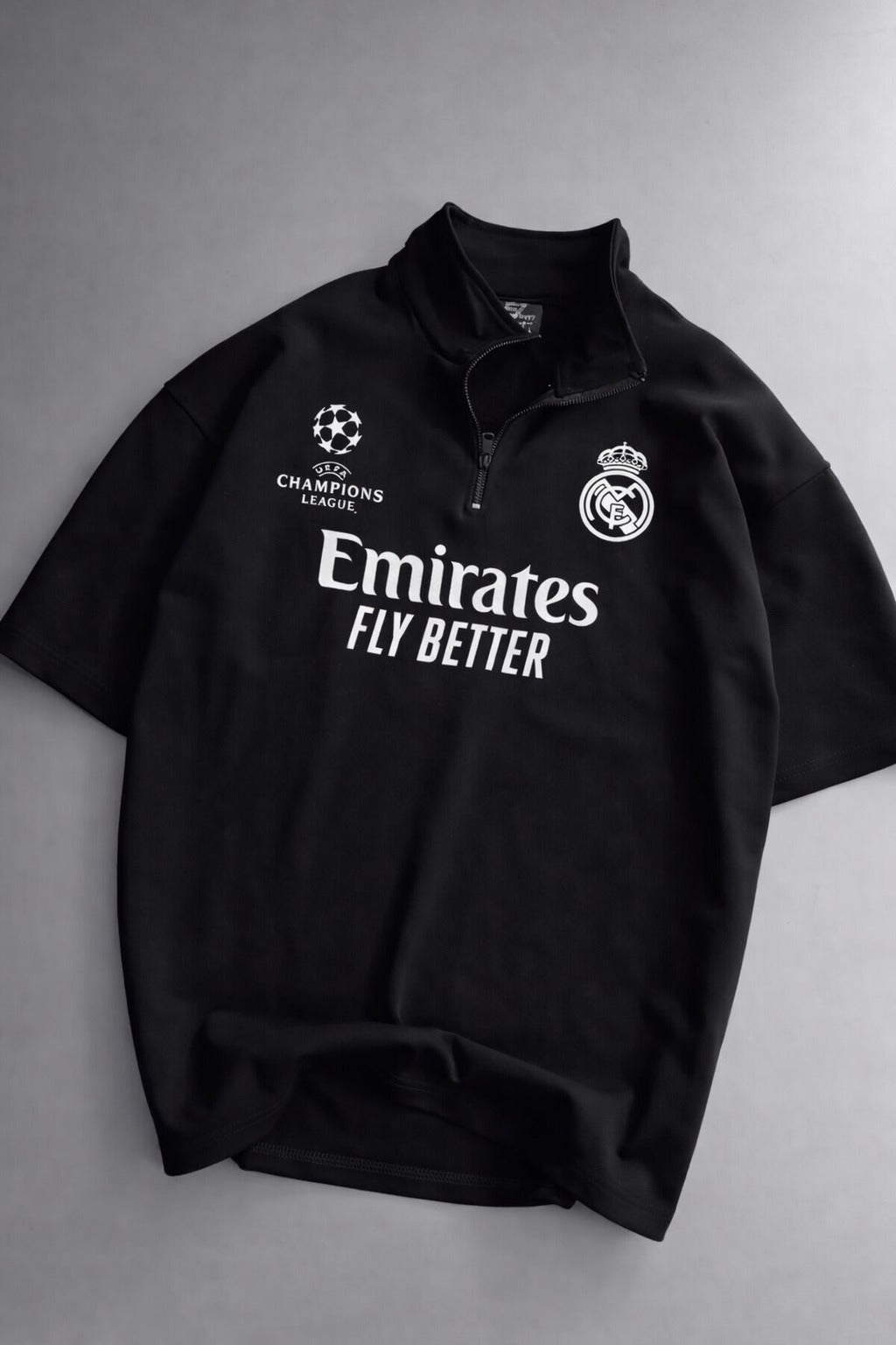 LI-86  MENS ATHLEISURE FOOTBALL INSPIRED SET – SLIM FIT HALF ZIP & SHORTS