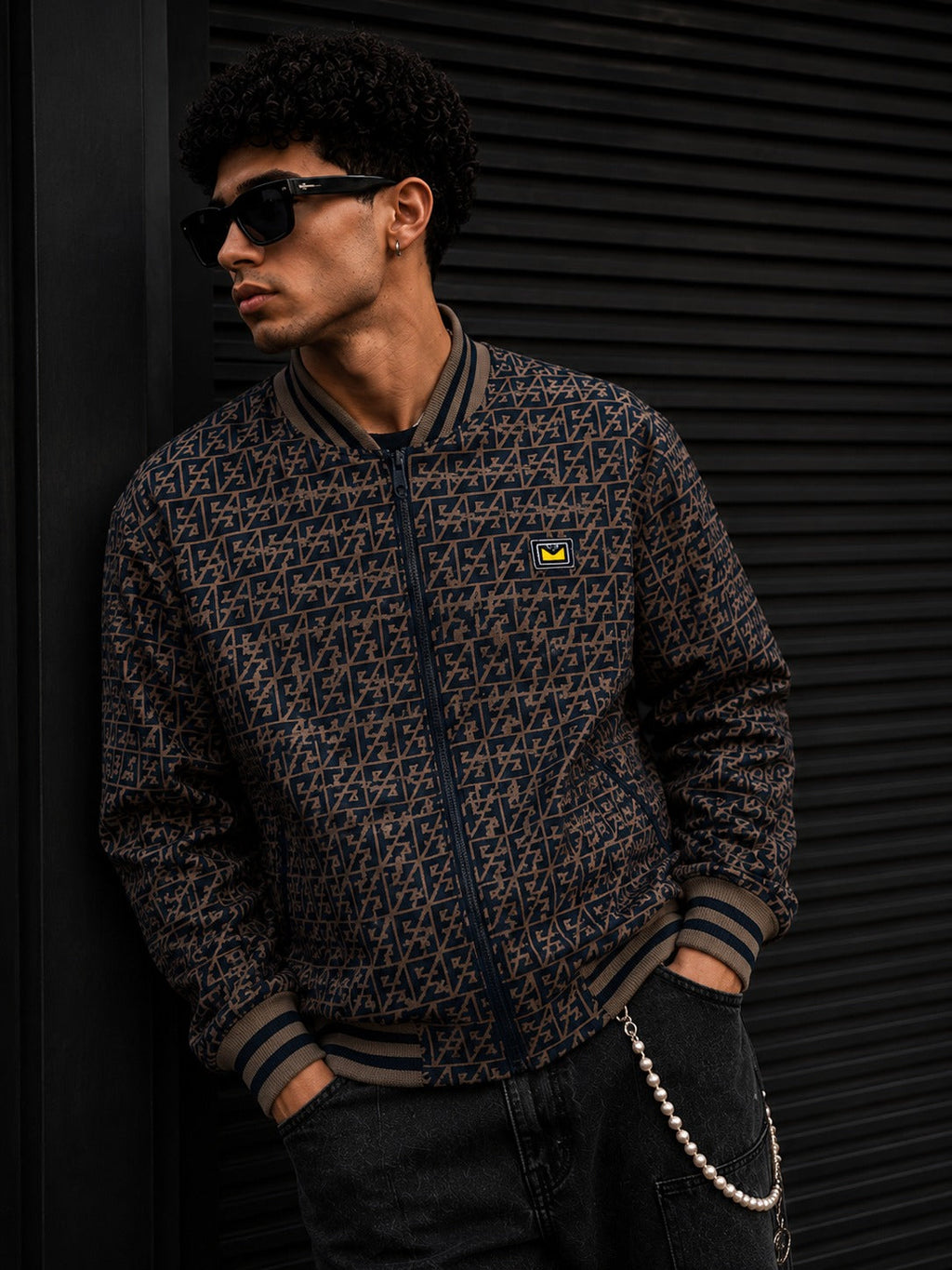 (CJ-15) Premium Monogram Varsity Bomber Jacket