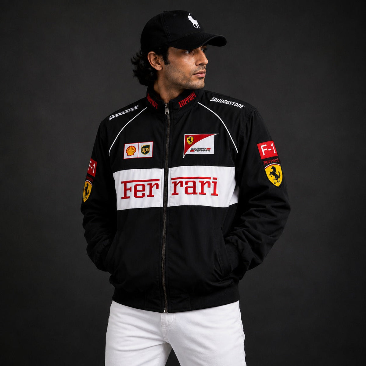 ( CJ-9) Ferrari Racing Jacket – Premium  Motorsport Bomber Jacket