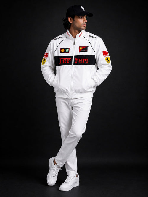 ( CJ-9) Ferrari Racing Jacket – Premium  Motorsport Bomber Jacket
