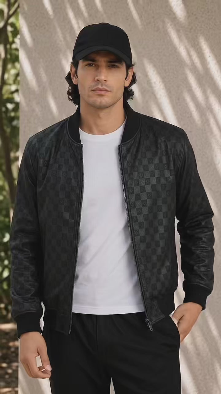 (CJ-34) Urban : Shadow-Embossed  Bomber Jacket