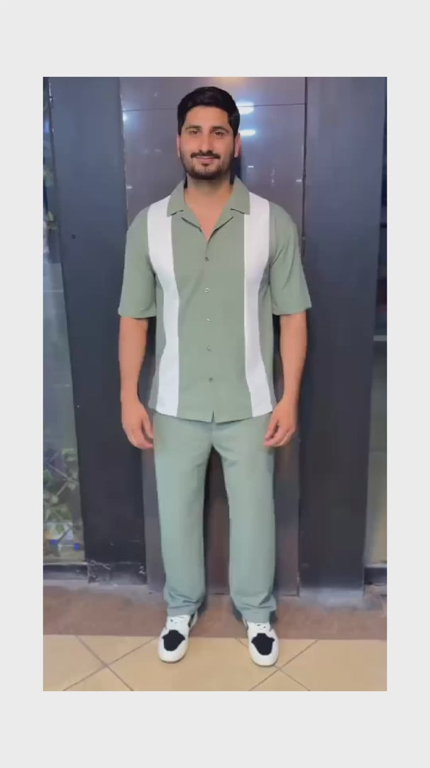 Q-03 Retro Stripe Co-Ord – Sage Edition