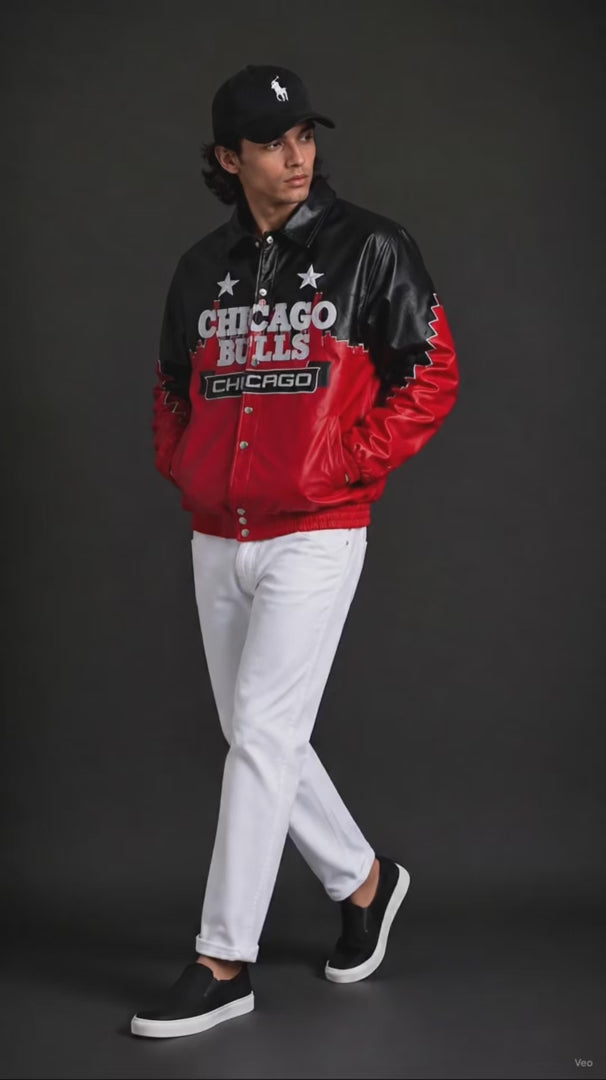 (CJ-8) Premium Black & Red Varsity Leather Jacket – Men's Streetwear Edition