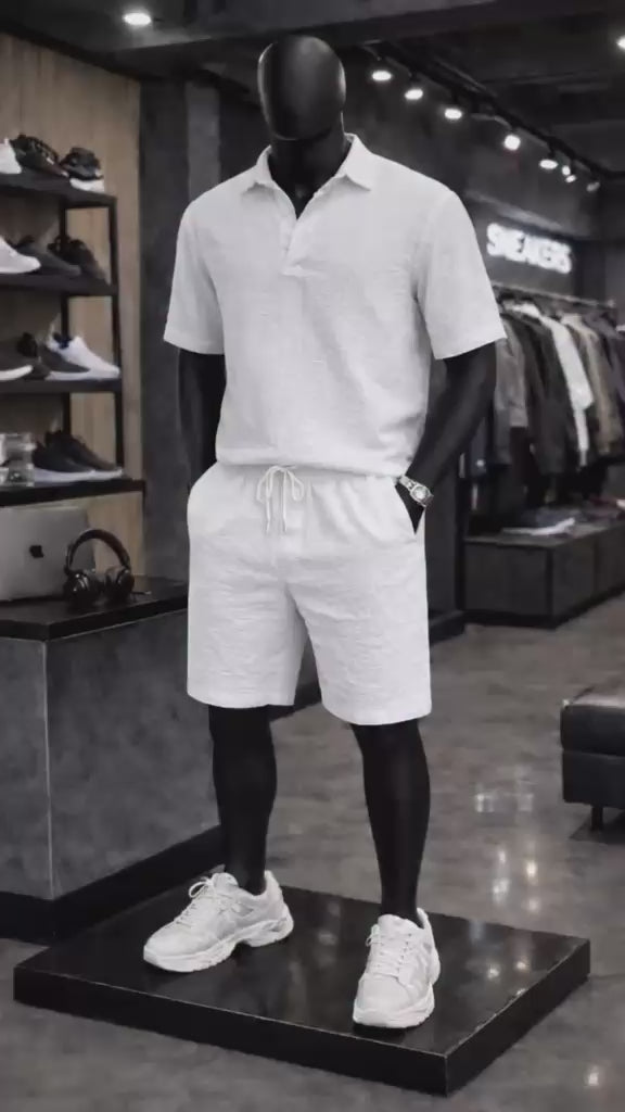 LI-88  MEN’S ÉLITE GRID TEXTURE SET – MODERN SUMMER CO-ORD
