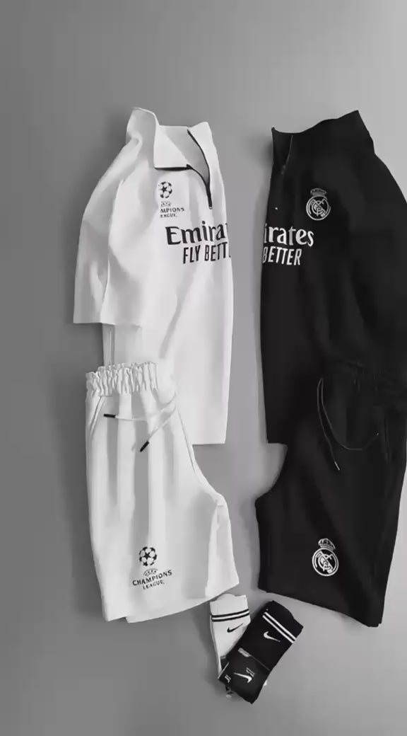 LI-86  MENS ATHLEISURE FOOTBALL INSPIRED SET – SLIM FIT HALF ZIP & SHORTS